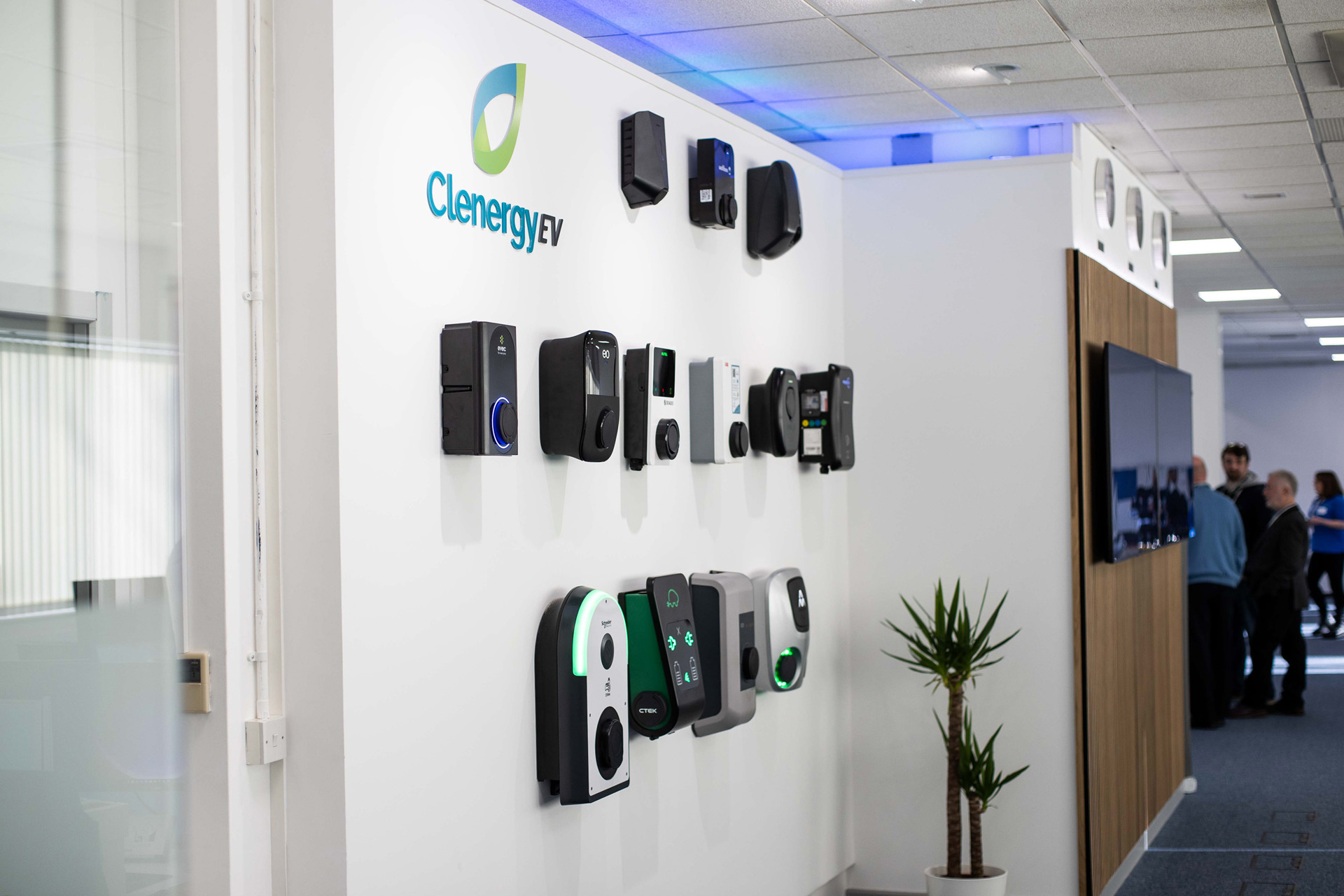Clenergy EV wall of compatible chargers