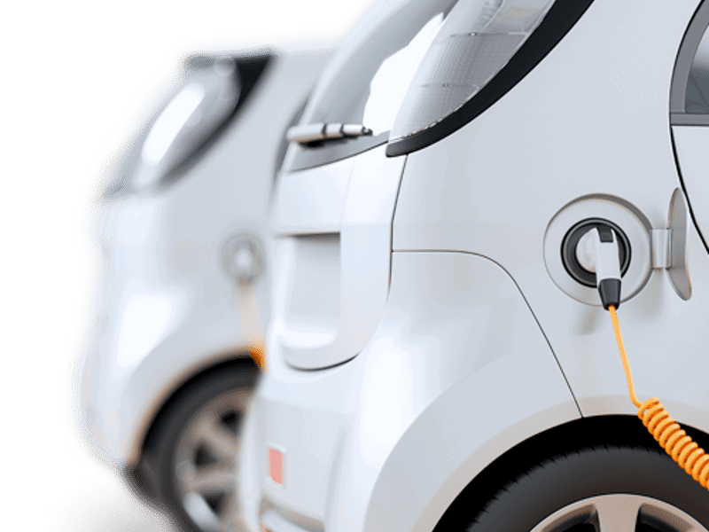 Futuristic electric fleet cars charging