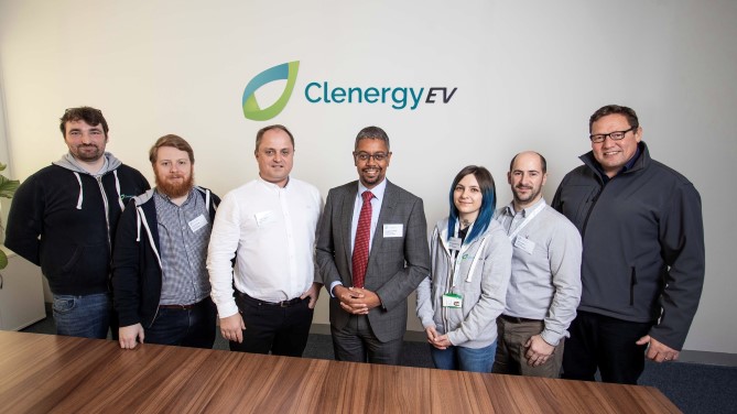Vaughan Gething opening the Clenergy EV office